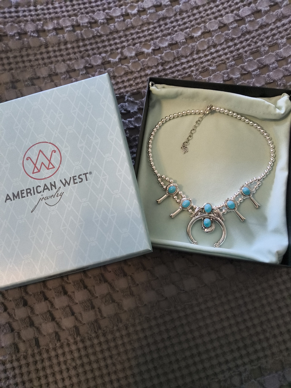 American West Silver Necklace with Turquoise Accent Stones
